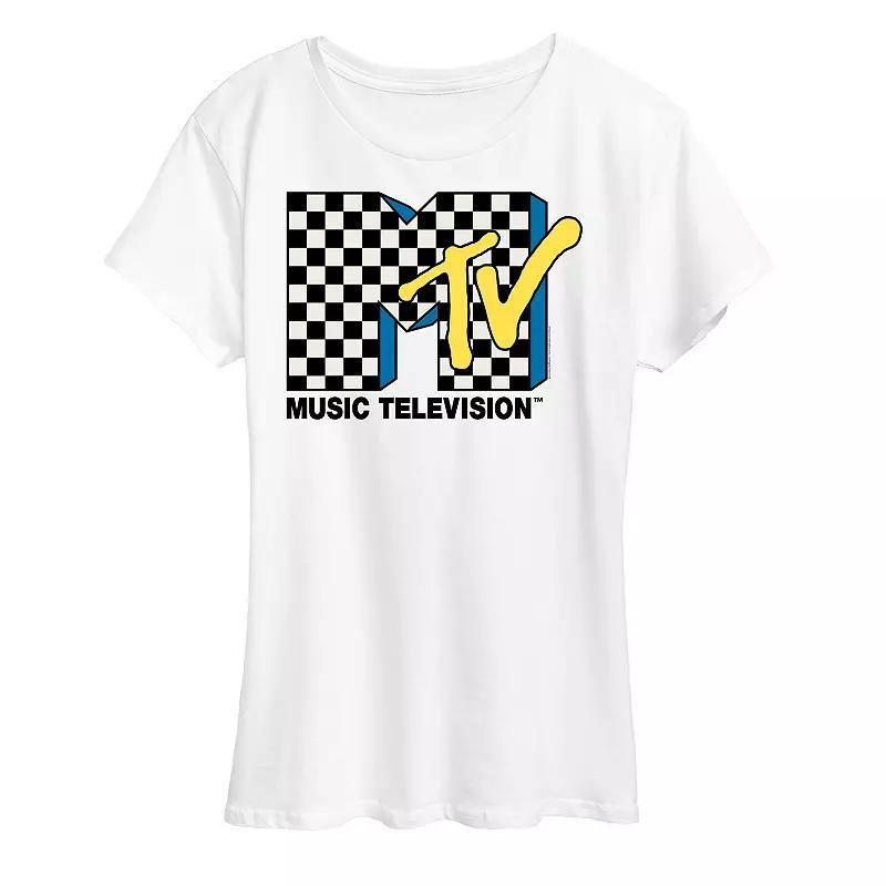 Womens MTV Checkered Logo Graphic Tee, Girls Product Image