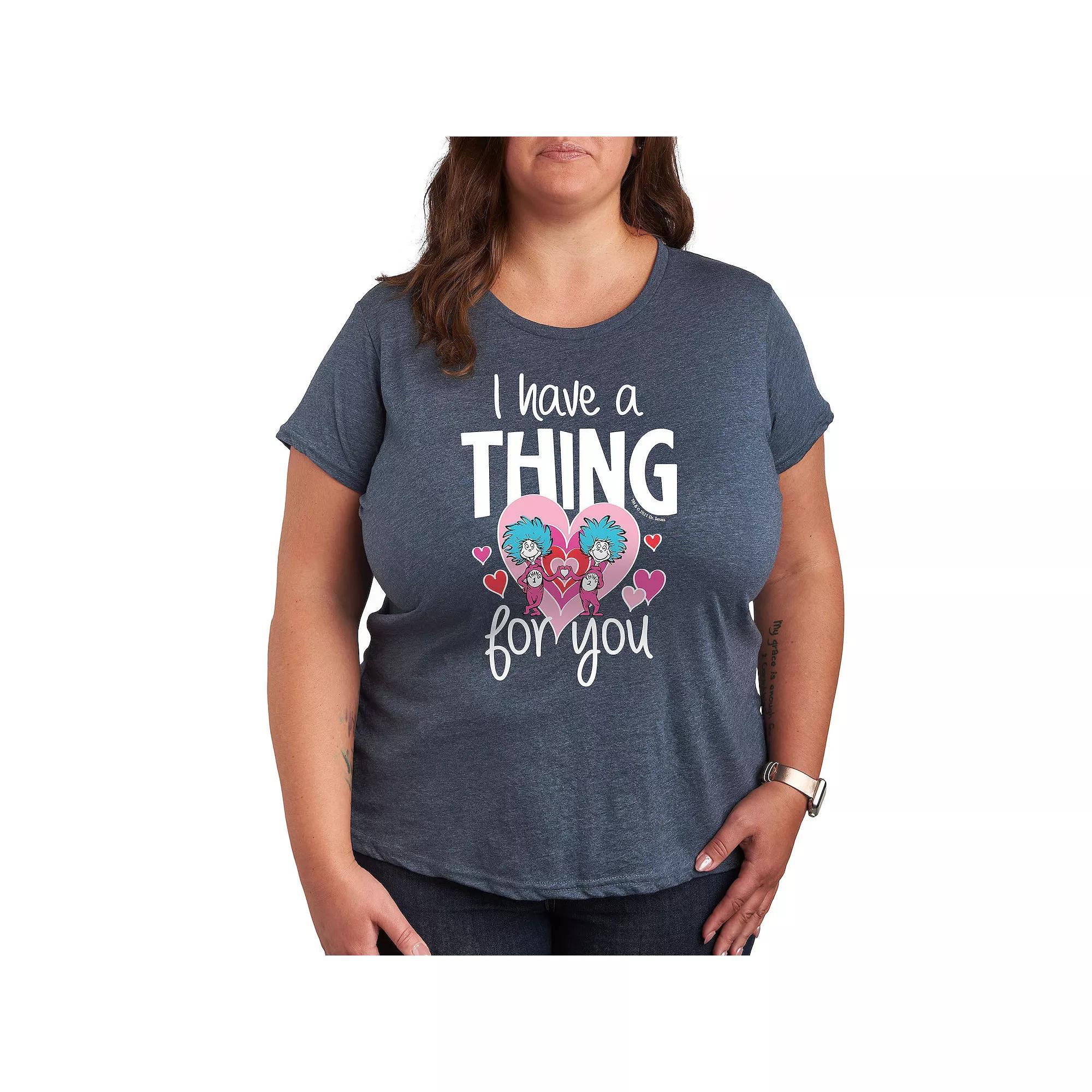 Plus Size Dr. Seuss I Have A Thing For You Graphic Tee, Women's, Size: 3XL, Grey Blue Product Image