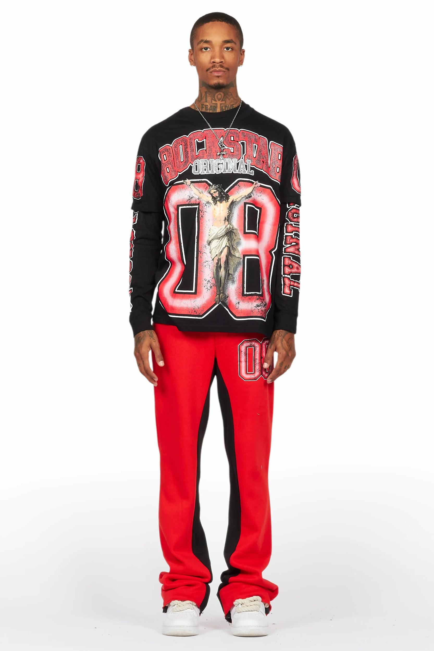 Fields Black/Red Double Layer T-Shirt/Baggy Pant Set Male Product Image