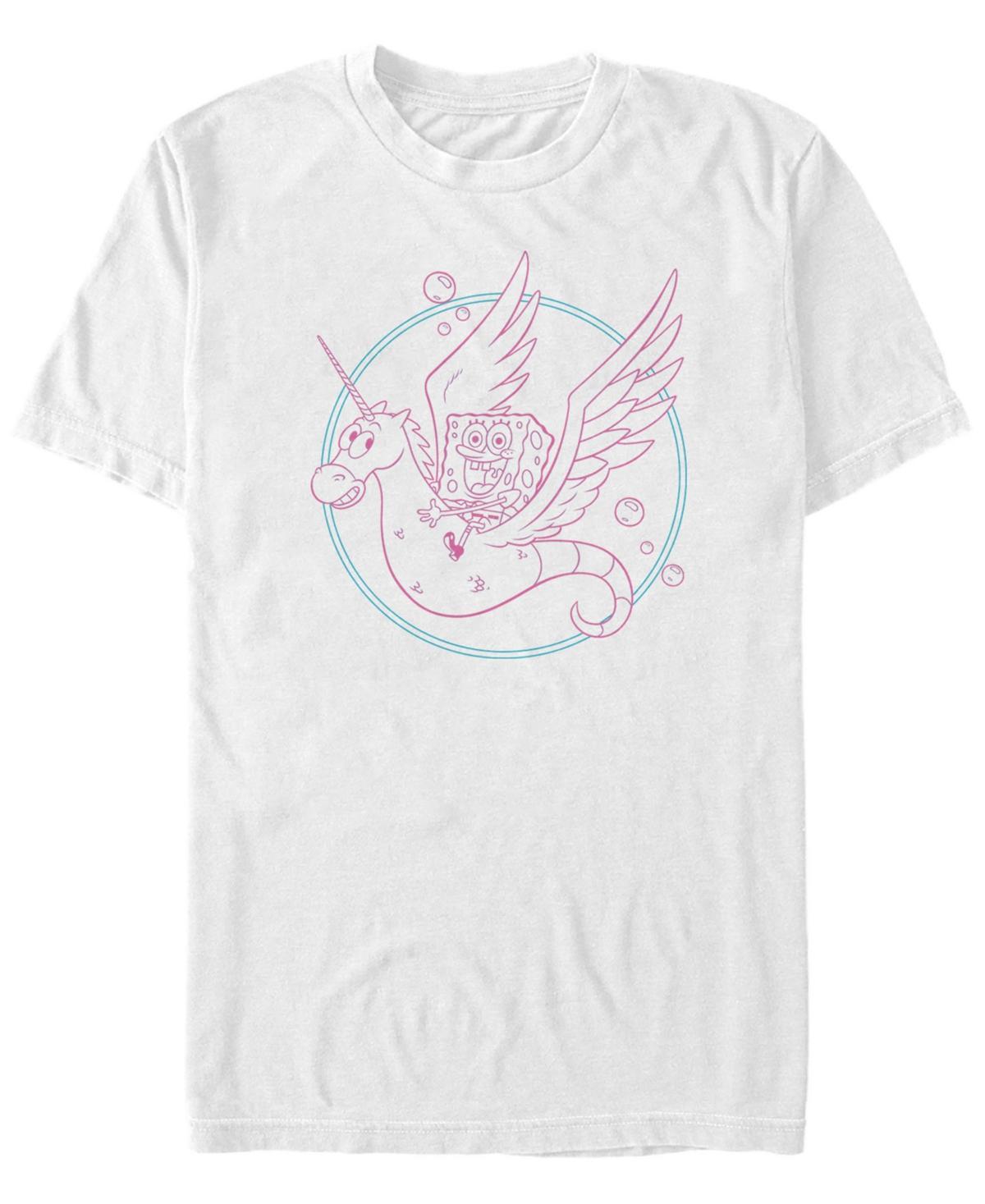 Men's Spongebob Sea Unicorn Pink Hue Outline Tee, Size: XL, White Product Image