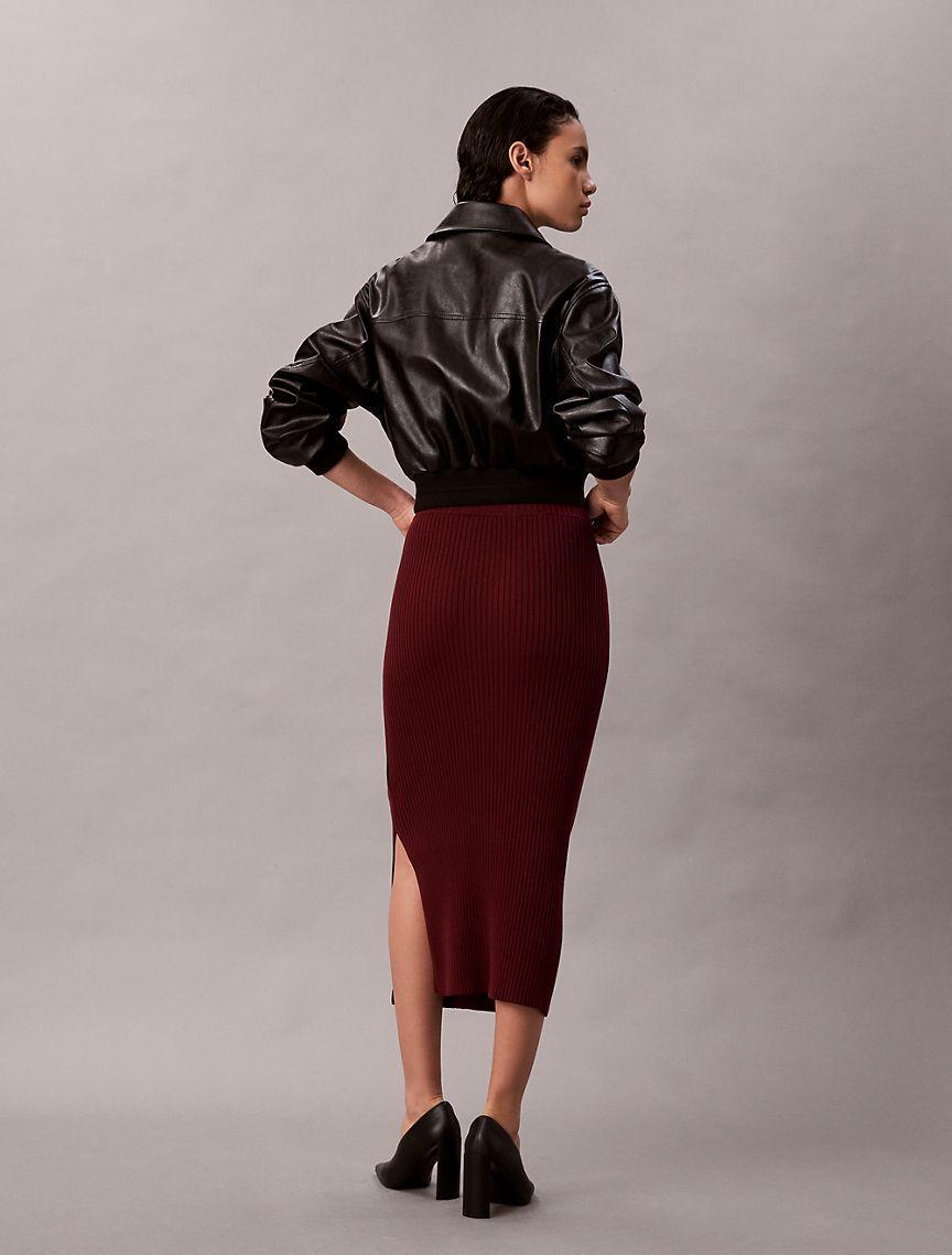 Smooth Cotton Rib Midi Skirt Product Image