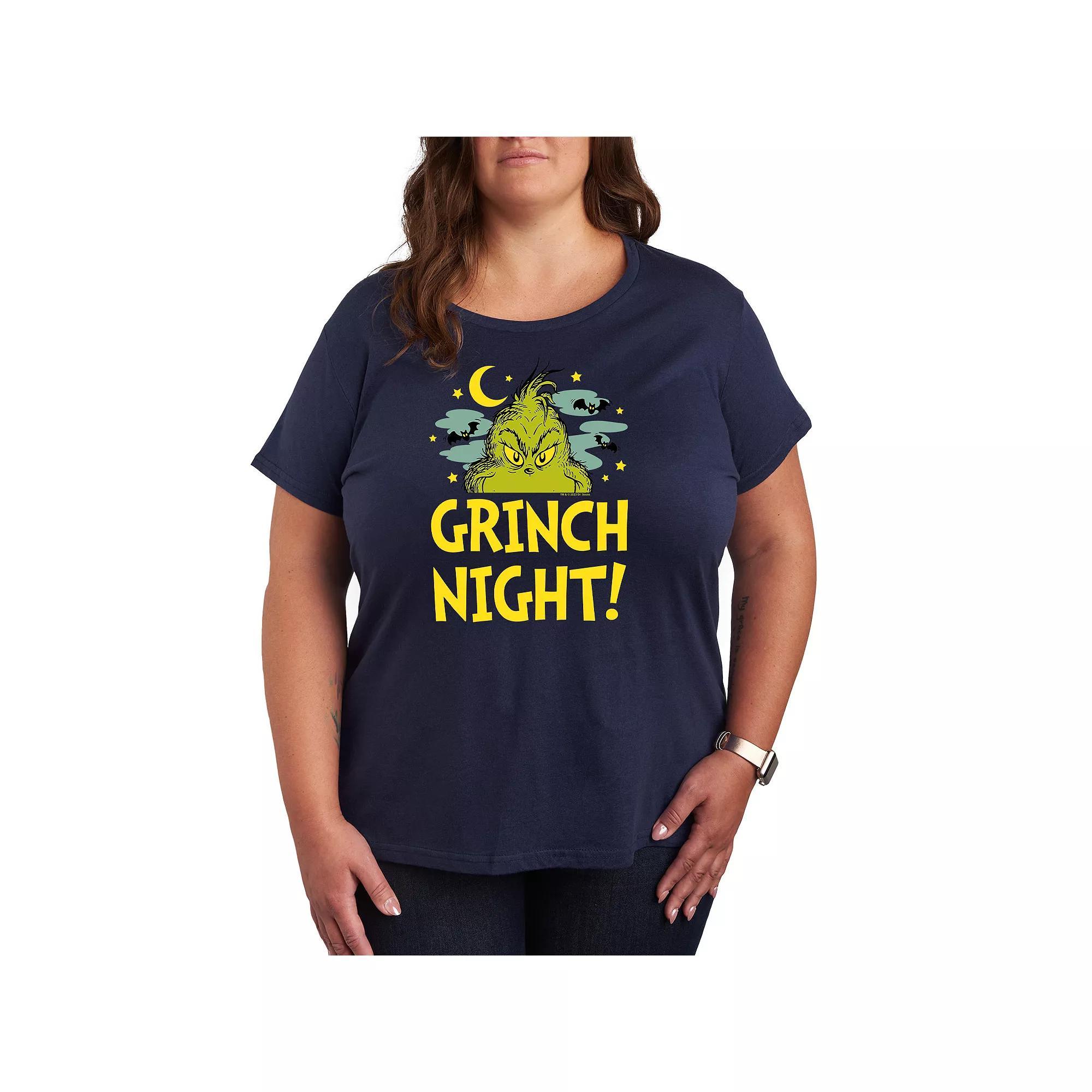 Plus Size Dr. Seuss Grinch Night Halloween Graphic Tee, Women's, Size: 2XL, Blue Product Image