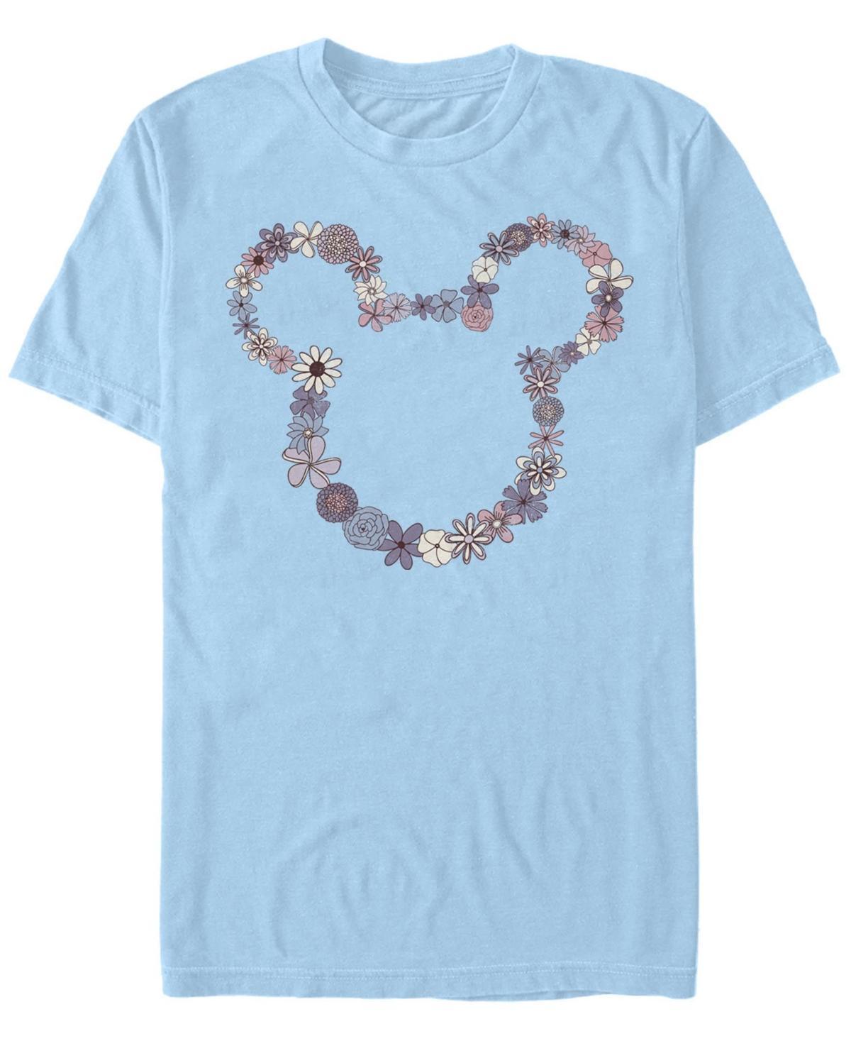 Disney's Mickey & Friends Mickey Floral Outline Men's Tee, Size: XS, Light Blue Product Image