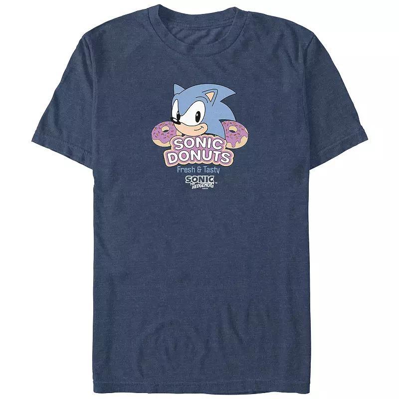 Men's Sonic The Hedgehog Sonic Donuts Graphic Tee, Size: 3XB, Navy Grey Product Image