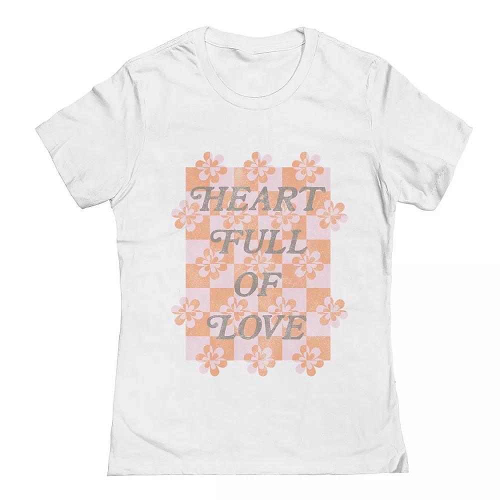 Junior's Heart Full of Love Valentine's Day Graphic Tee, Women's, Size: Medium, White Product Image