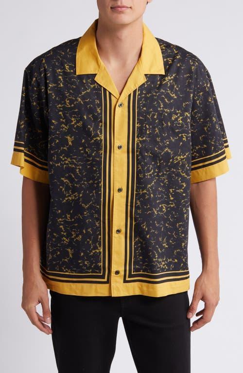 HUGO BOSS Oversize-fit Shirt In A Printed Cotton Blend In Gold Product Image