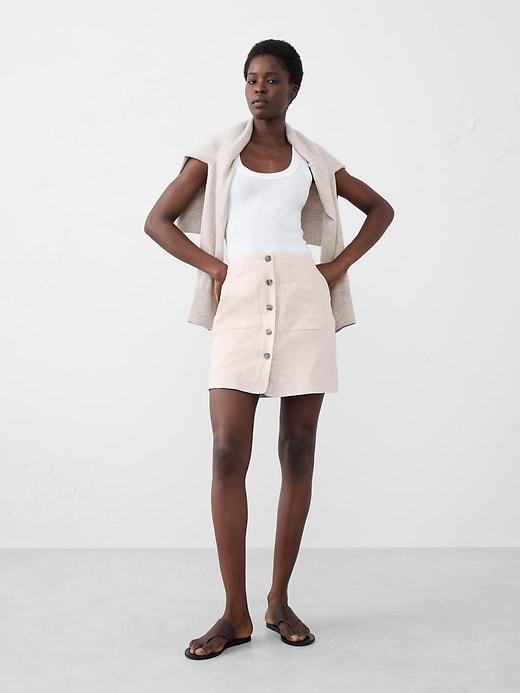 Linen-Blend A-Line Mini Skirt Product Image