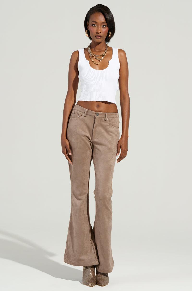 SOFIA FAUX SUEDE FLARE PANTS Product Image