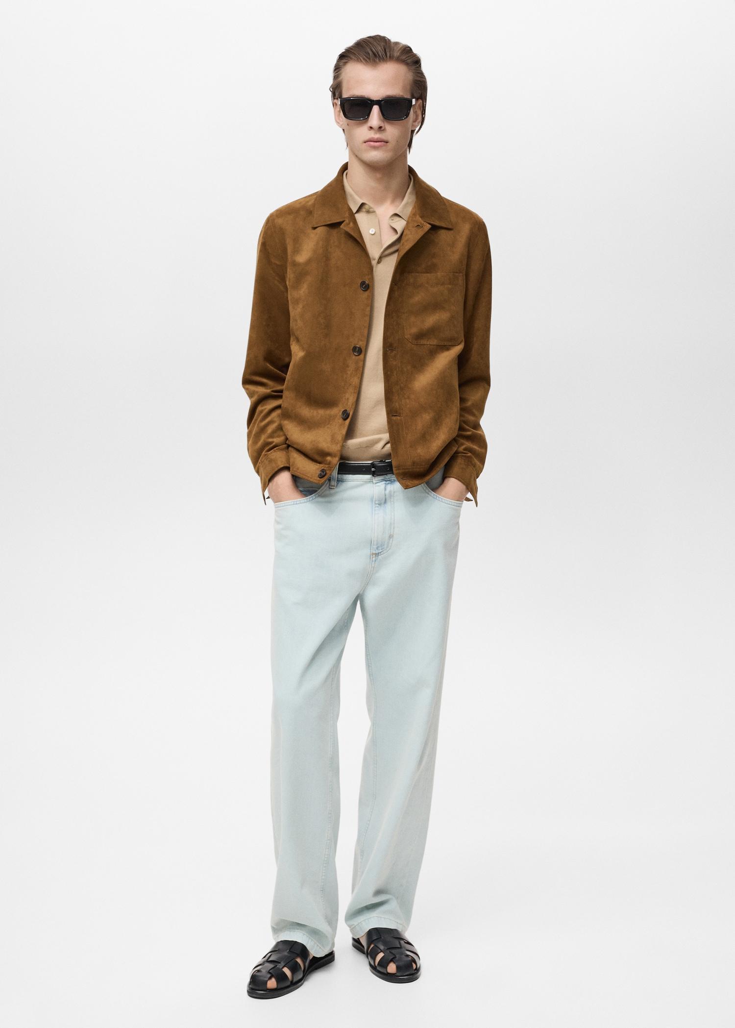 Suede effect overshirt - Men | MANGO USA Product Image