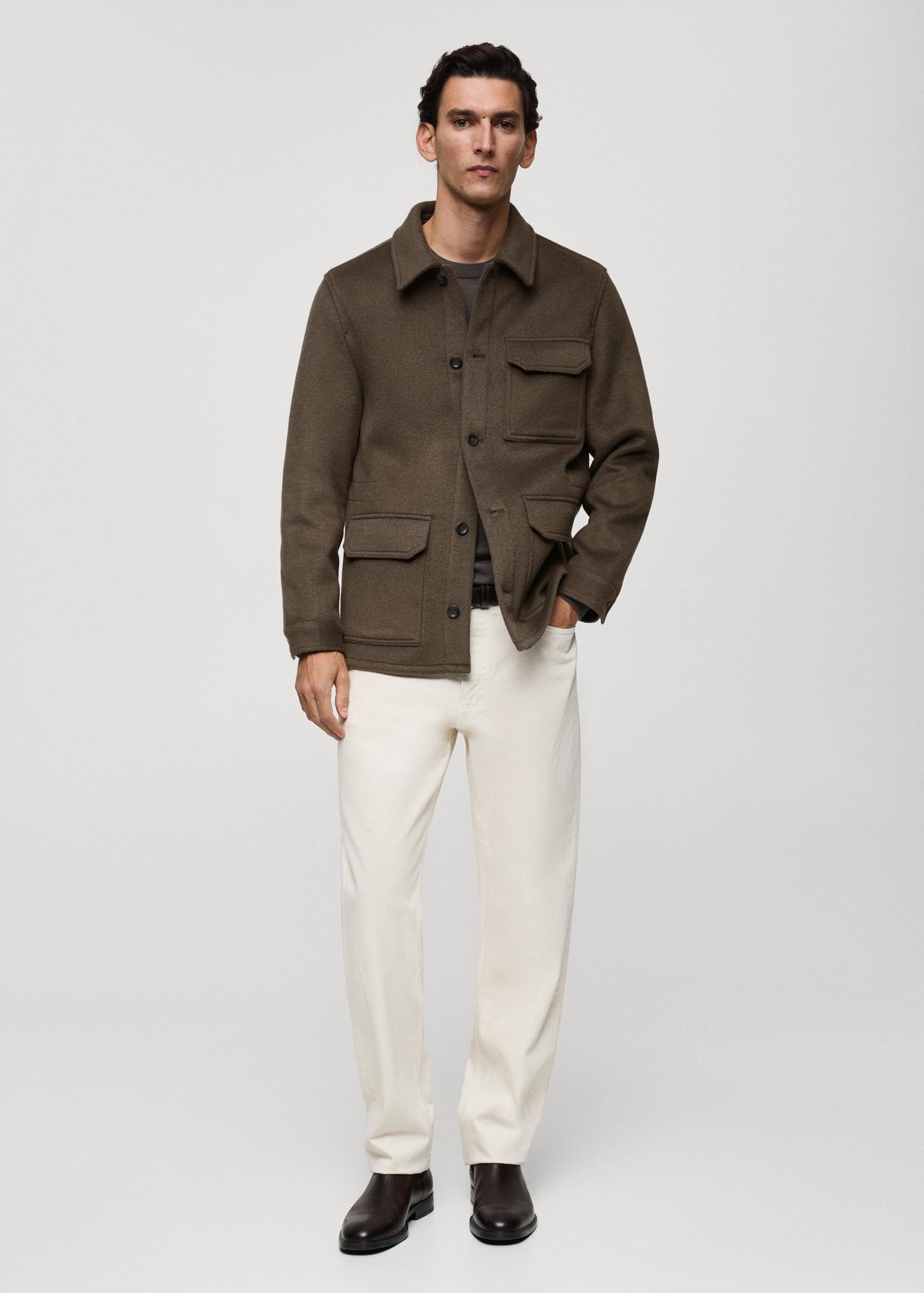 Wool-blend flannel overshirt - Men | MANGO USA Product Image