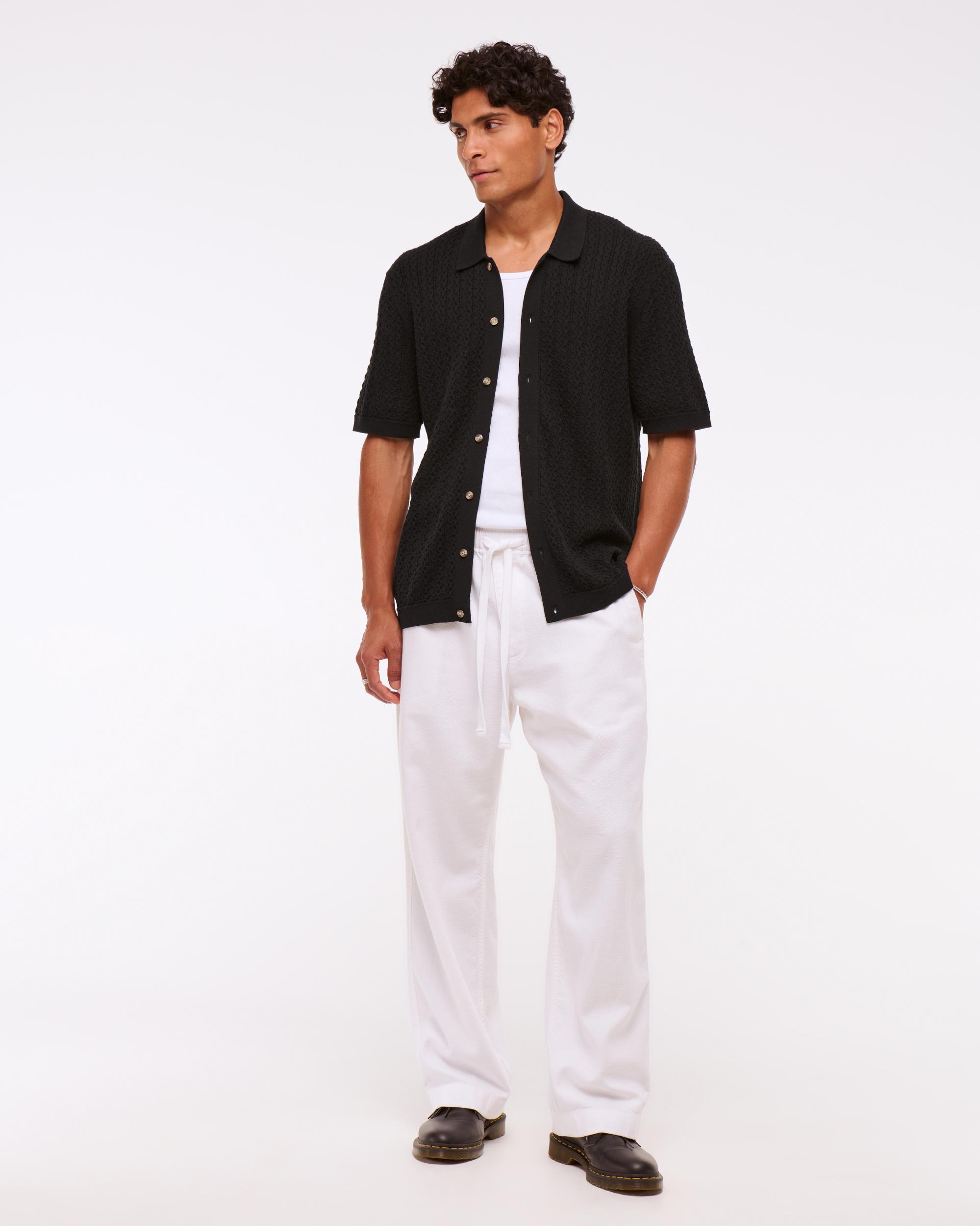 Cable Button-Through Sweater Polo Product Image