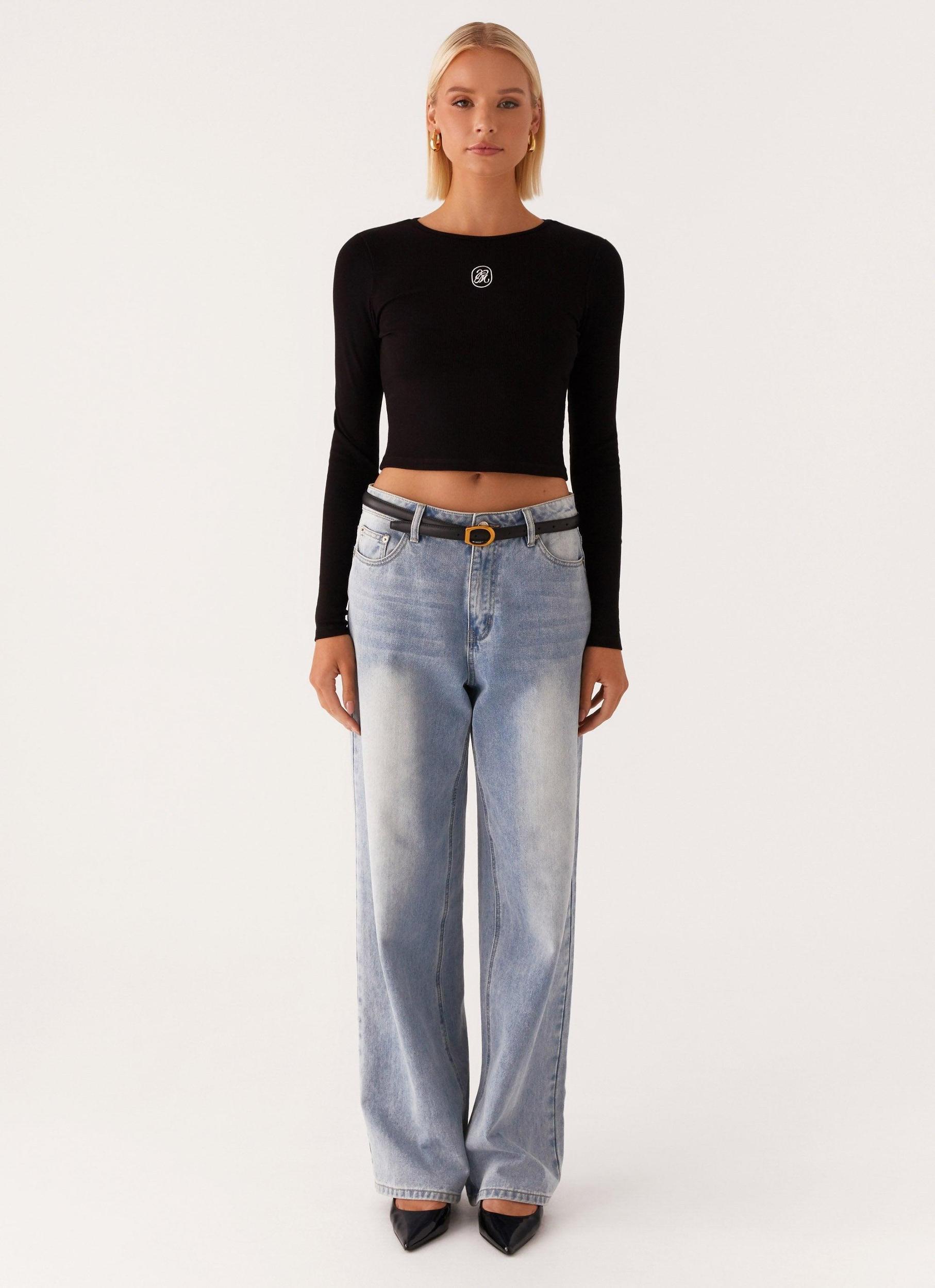 Signature Monogram Long Sleeve Tee - Black Product Image