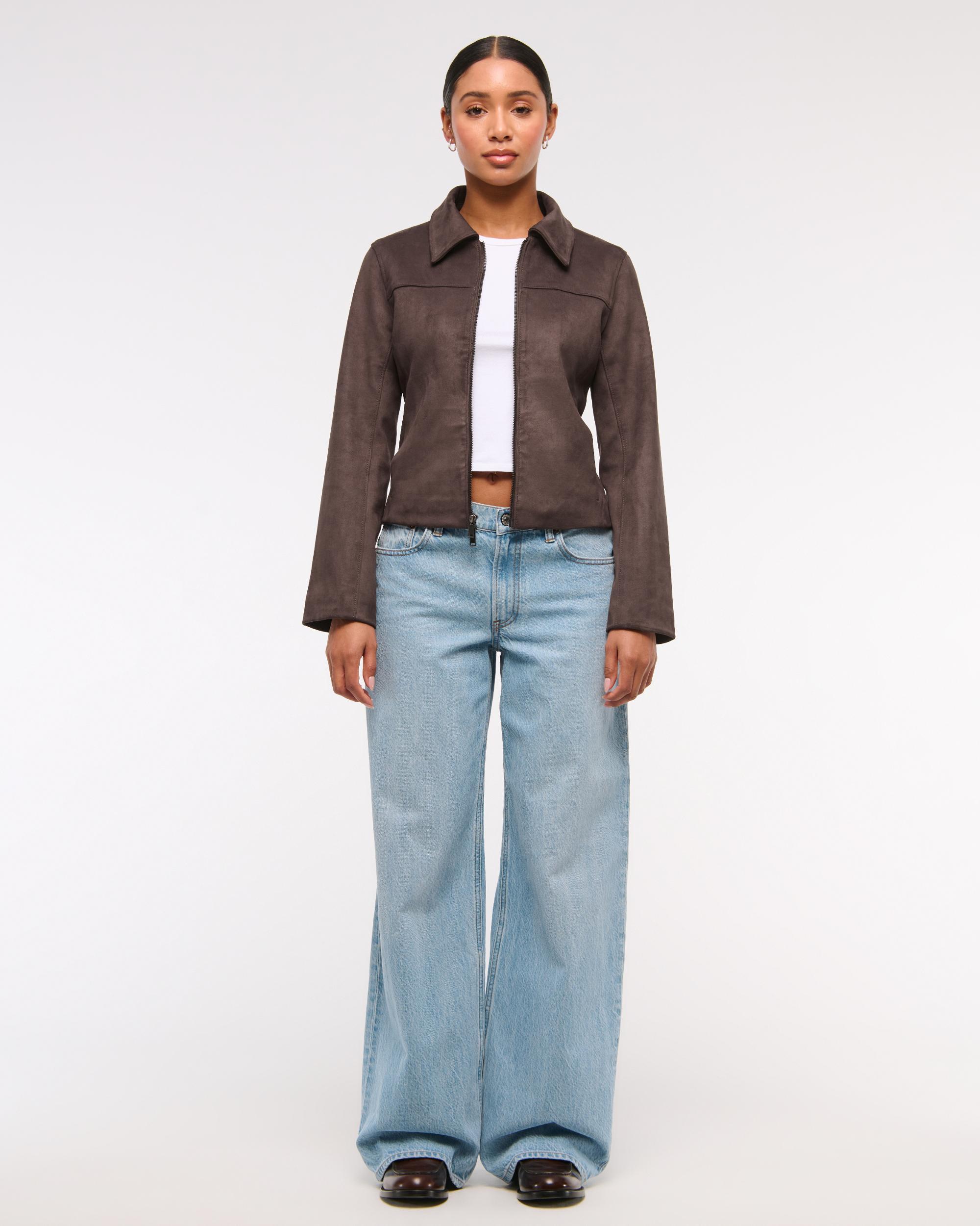 Slim Zip Vegan Suede Jacket Product Image