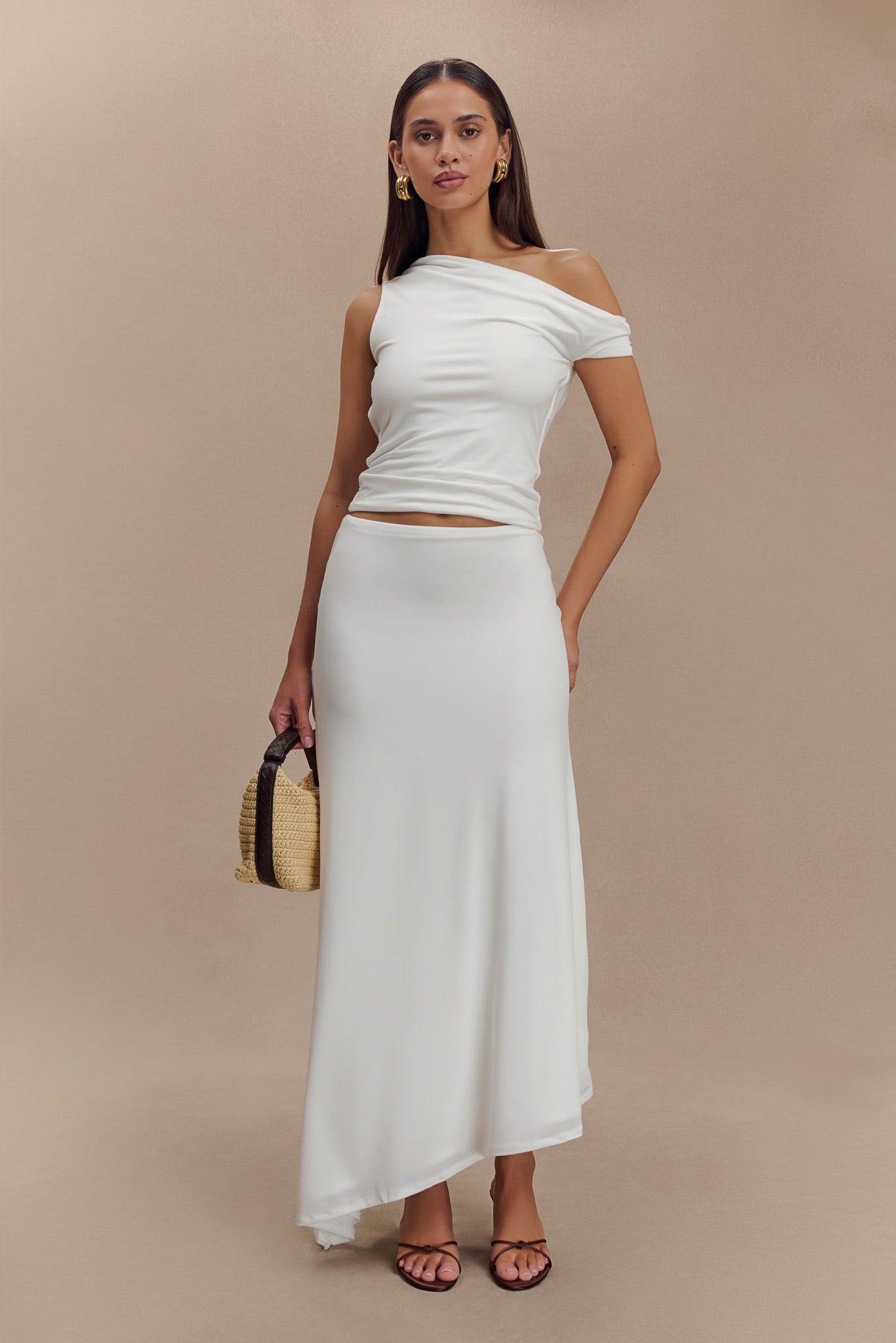 Kacey Slinky Off Shoulder Top - White Product Image