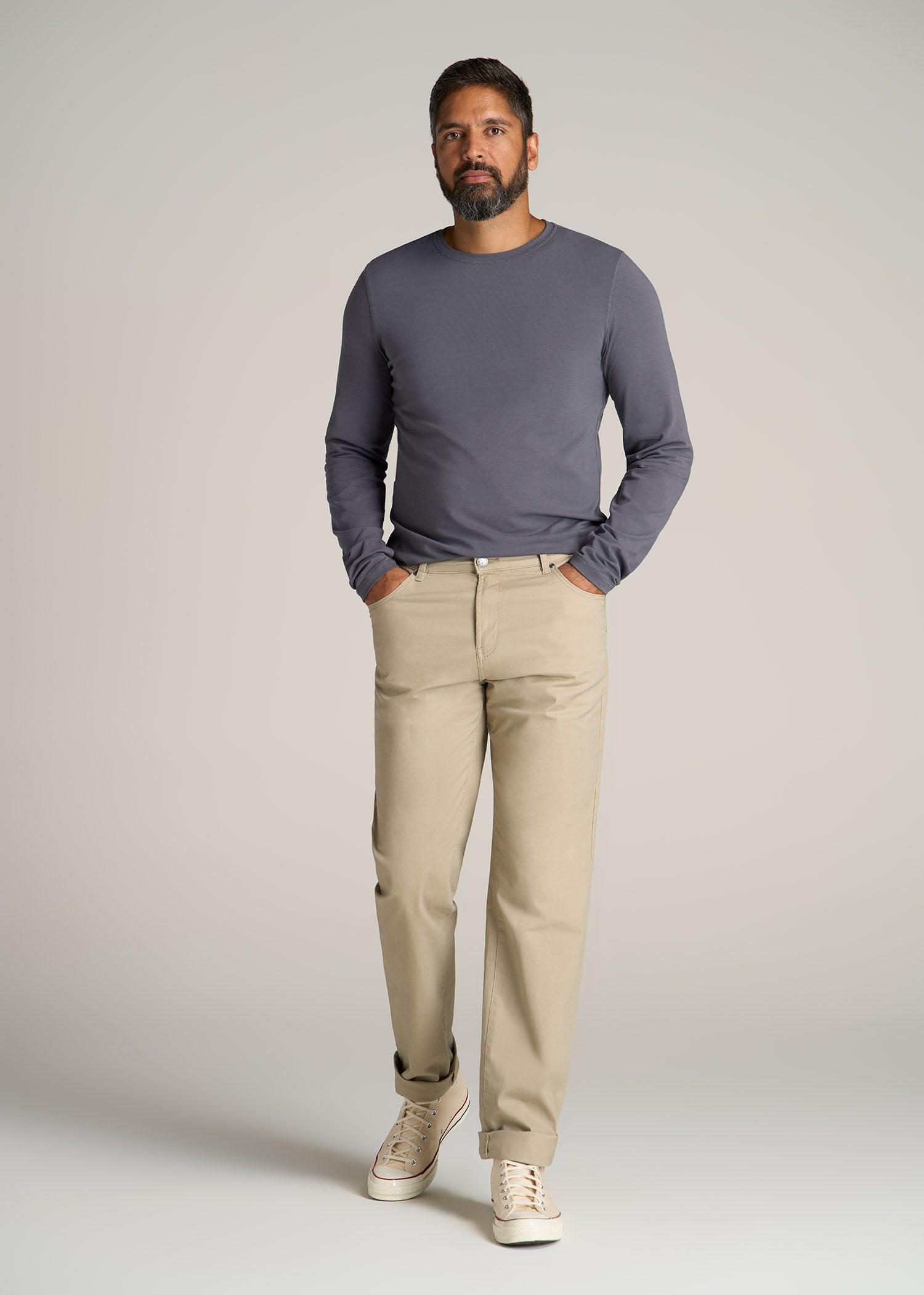 The Essential SLIM-FIT Long Sleeve Tee for Tall Men in Grey Blue Product Image