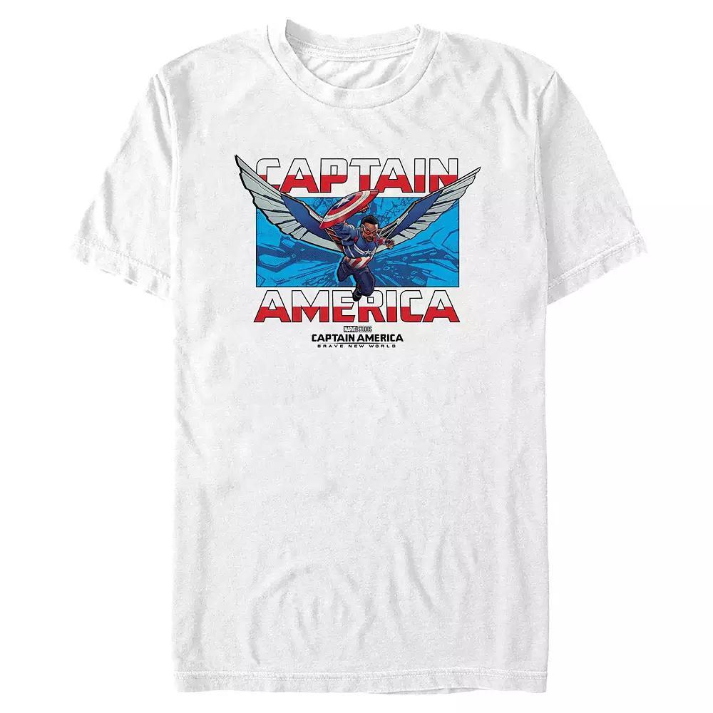 Big & Tall Marvel Captain America Brave New World Sam Wilson New Captain Graphic Tee, Men's, Size: 3XL Tall, White Product Image