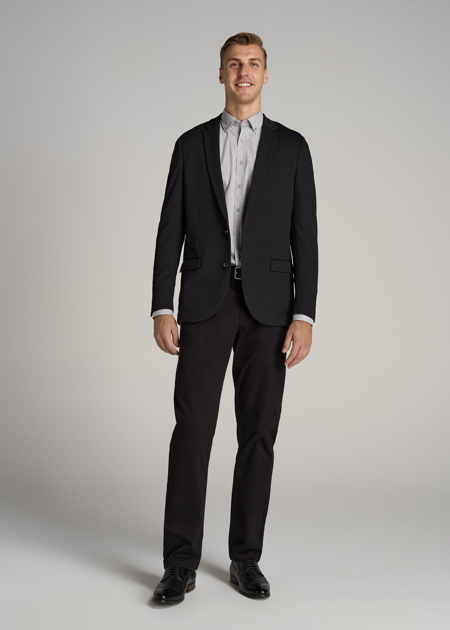 Textured Blazer for Tall Men in Black Product Image