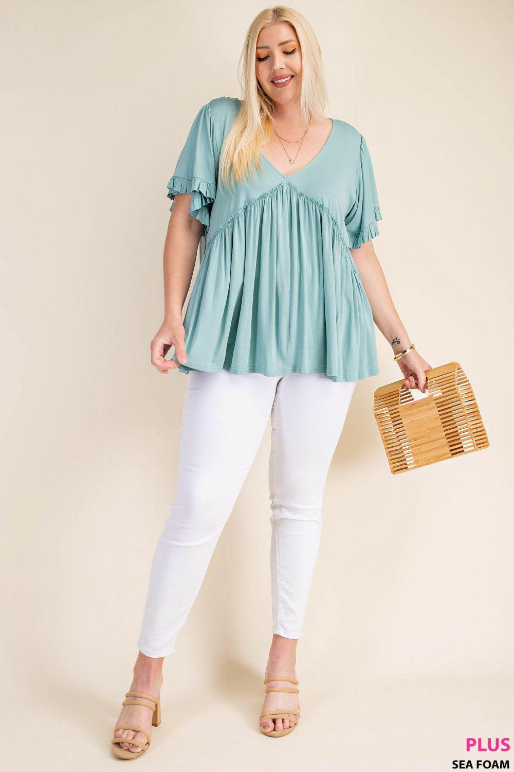 7275   Gracie Bell Sleeve Ruffle Top - Reg & Plus! Product Image