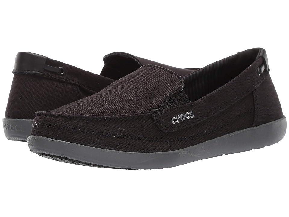 Crocs Walu Canvas Loafer (Black/Slate Grey) Women's Slip on Shoes Product Image