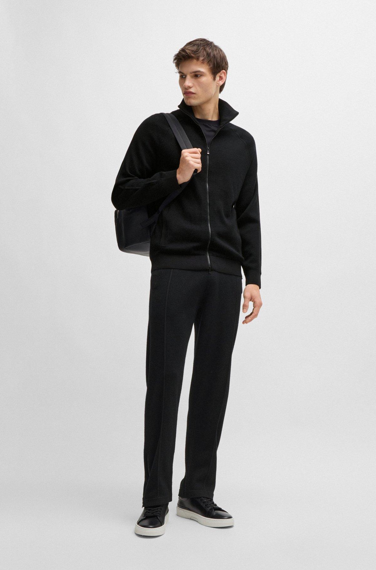 Regular-fit trousers in wool with zip hems Product Image