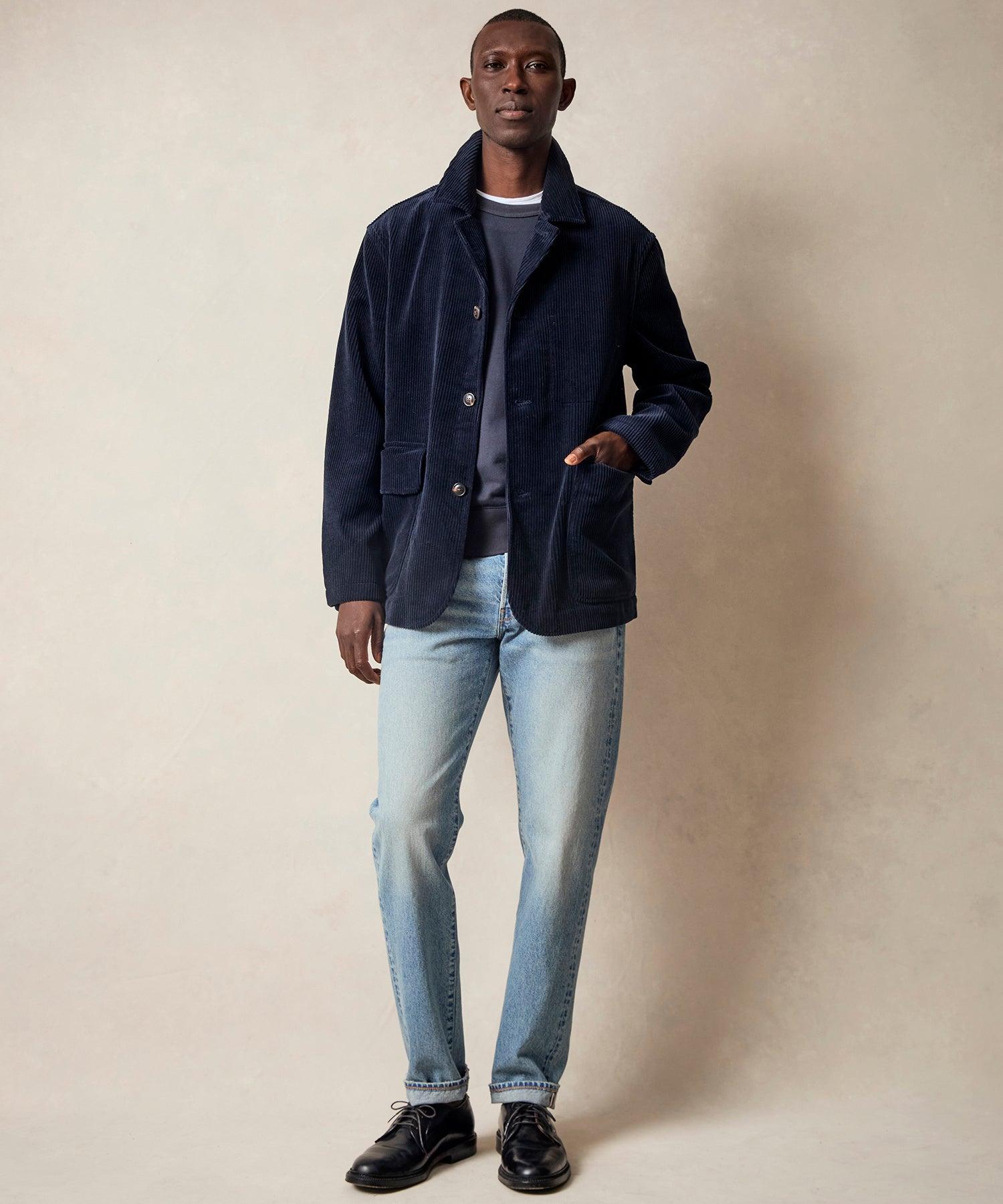 Italian Corduroy Walking Jacket in Navy Product Image