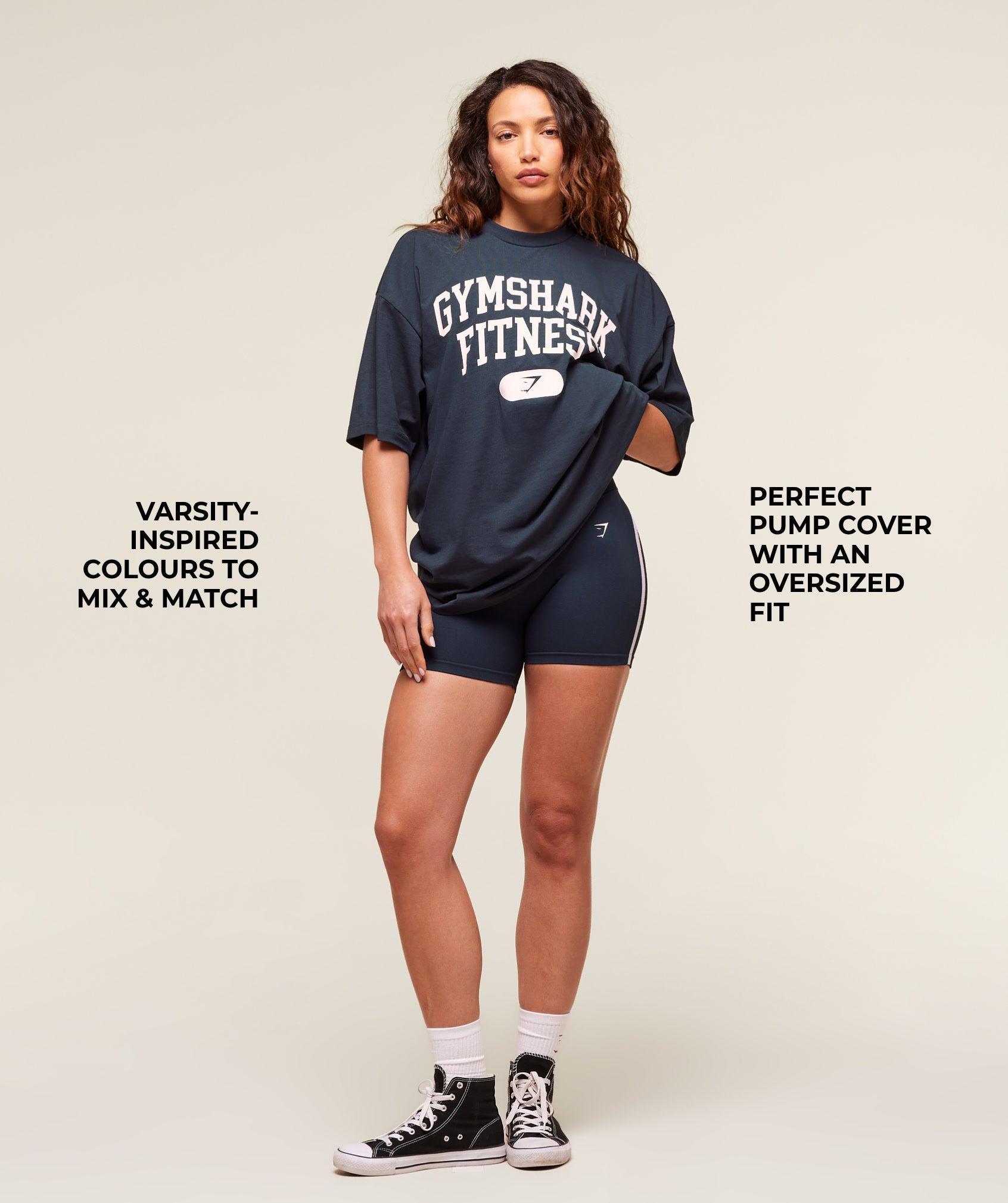 Gymshark Campus Graphic Oversized T-shirt - Heavy Blue Female Product Image