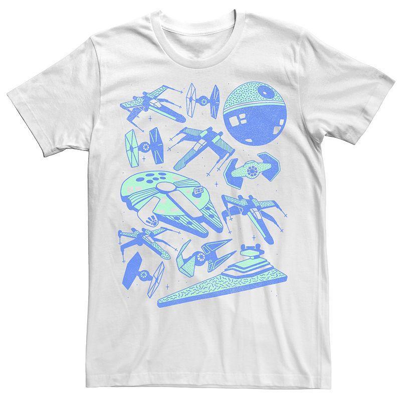 Men's Star Wars Neon Space Ships Tee, Size: 3XL, White Product Image