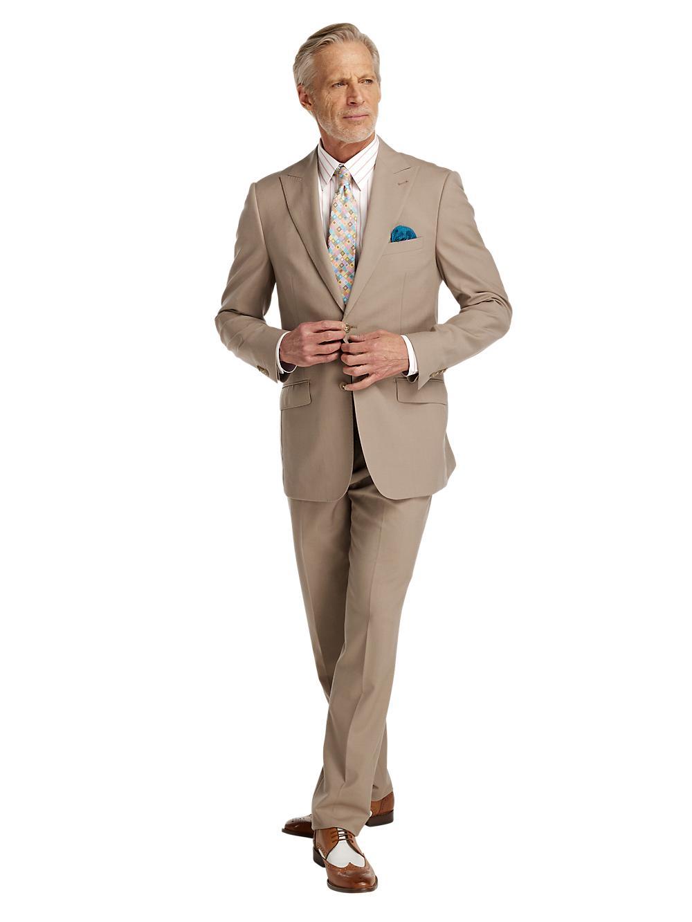 Wool Stretch Bengaline Suit Pants - Light Tan Product Image