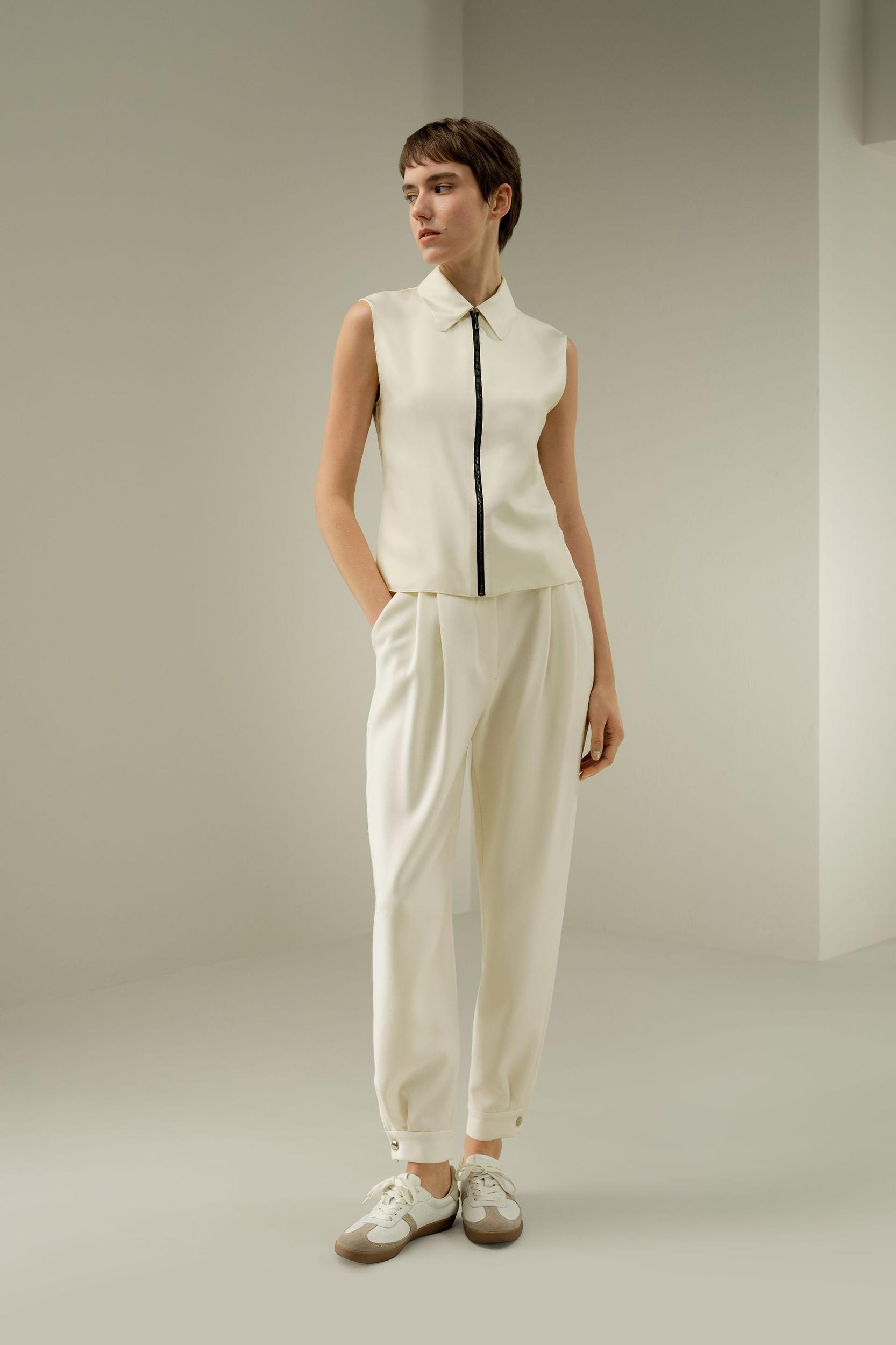 LILYSILK Silk Top Sleeveless - Female - Black 100% Pure Silk - Functional Zipper Placket Camisole XL Product Image