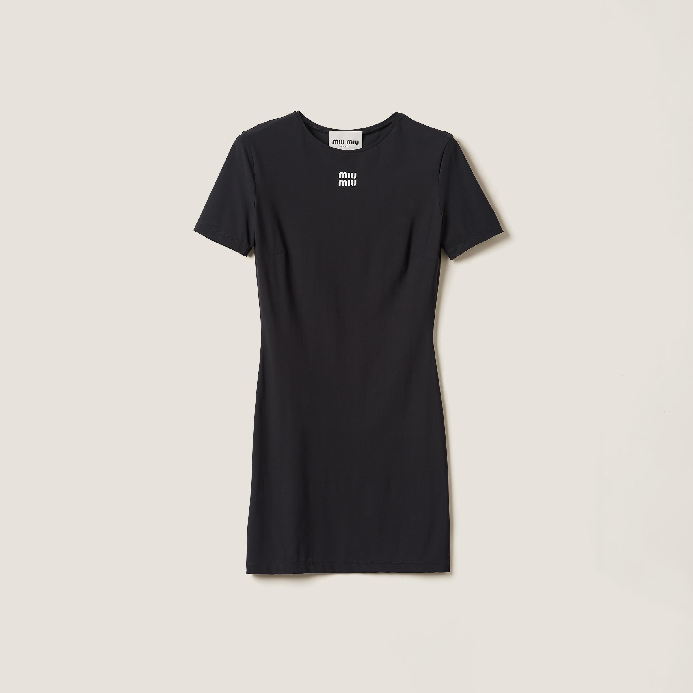 MIU MIU Logo-print Short-sleeve Minidress In Black Product Image