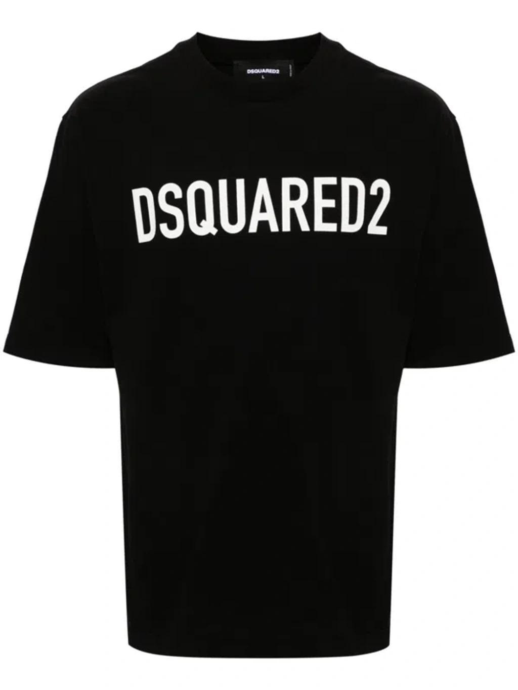 DSQUARED2 Mens Black Brand-print Crewneck Regular-fit Cotton-jersey T-shirt Product Image