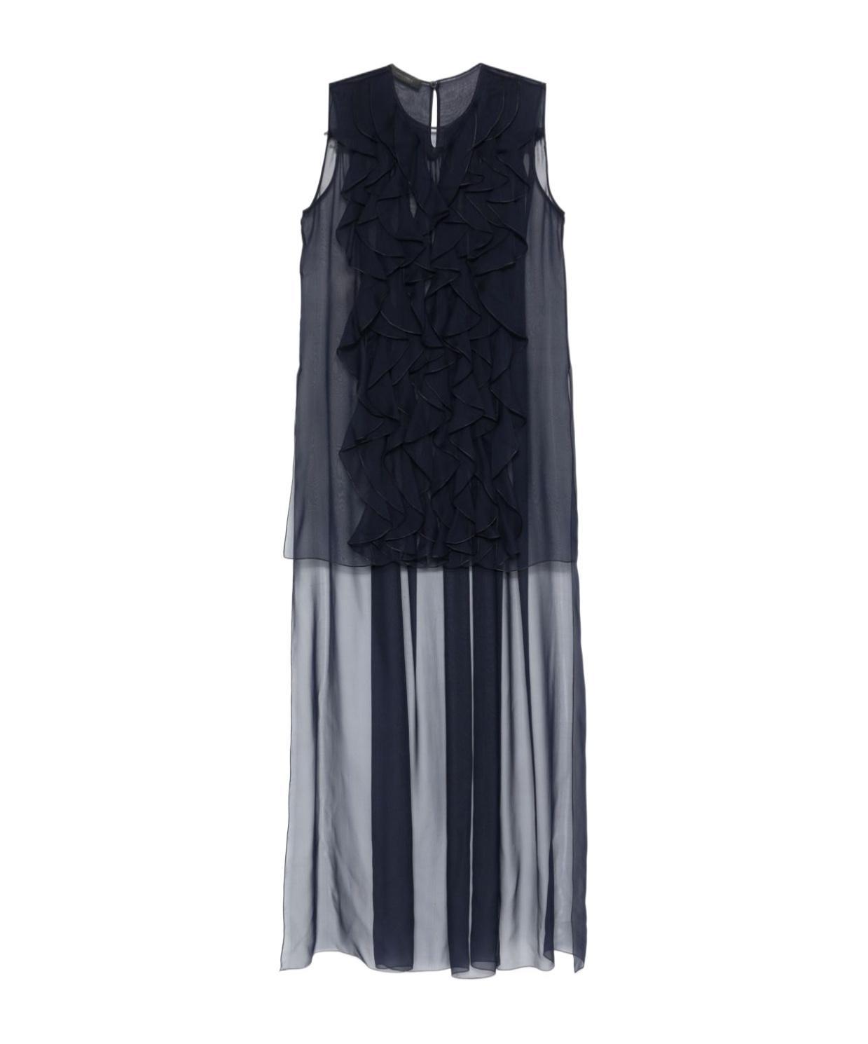 ALBERTA FERRETTI Ruched Chiffon Blouse In Blue Product Image