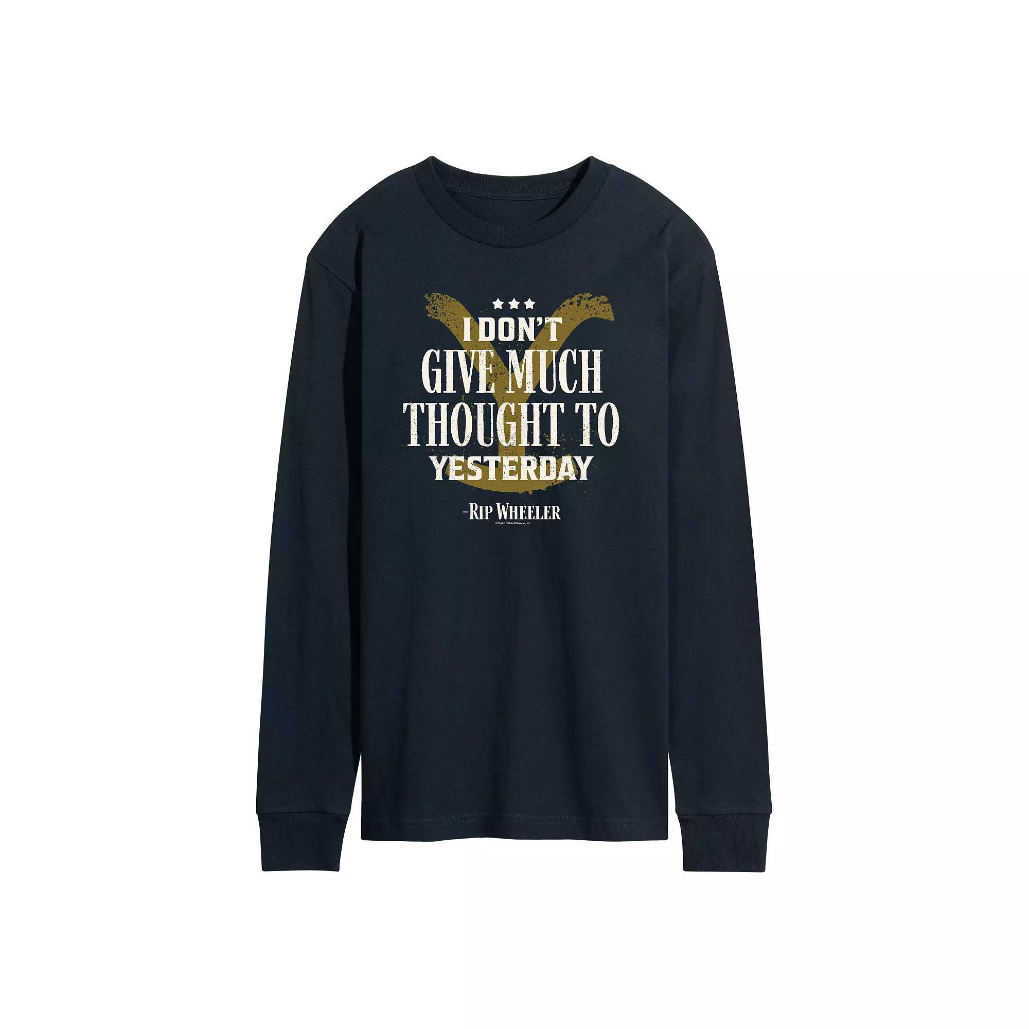 Men's Yellowstone Don't Give Much Thought Long Sleeve Graphic Tee, Size: XXL, Blue Product Image