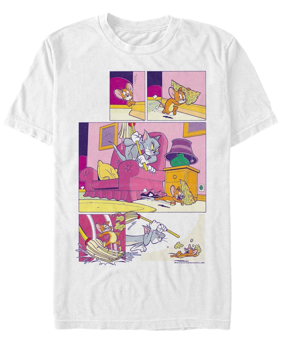 Men's Tom And Jerry Comic Strip Panels Tee, Size: XXL, White Product Image