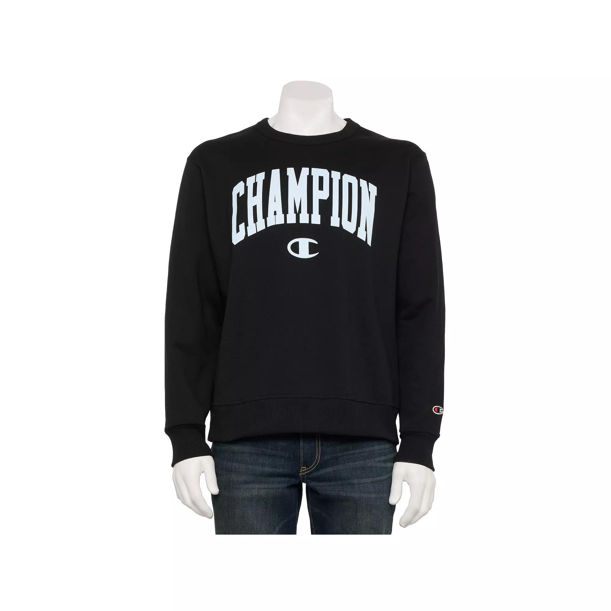 Men's Champion® Powerblend Fleece Crewneck Sweatshirt, Size: Large, Black Product Image