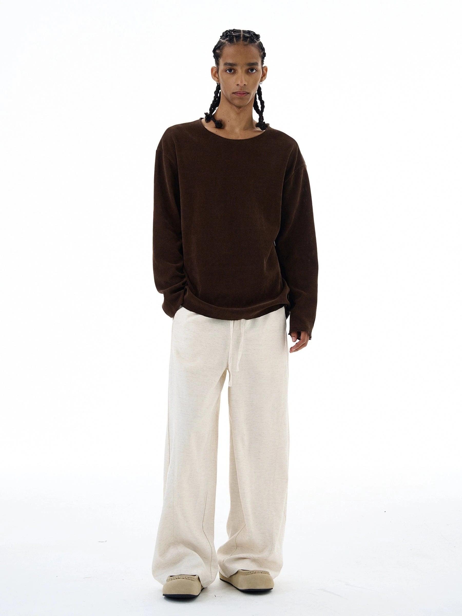RT No. 19530 LINEN LAZY STRAIGHT PANTS Product Image