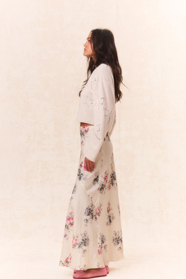 Bertha Silk Floral Maxi Skirt Product Image