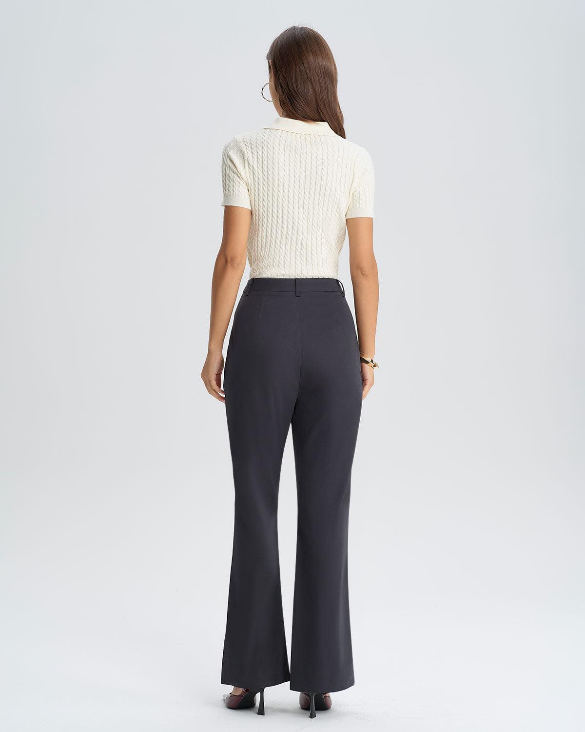 Grey Natural Waisted Flared Pants Product Image