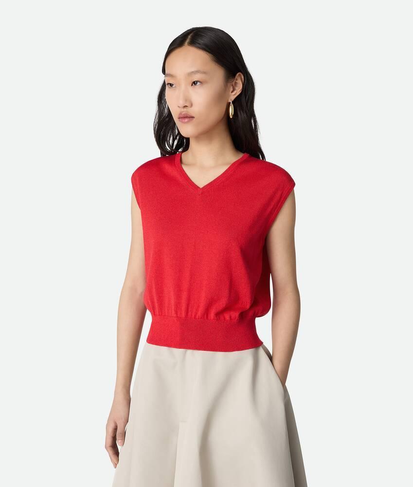 Women's Cotton And Viscose Twinset  in Cherry tomato Product Image