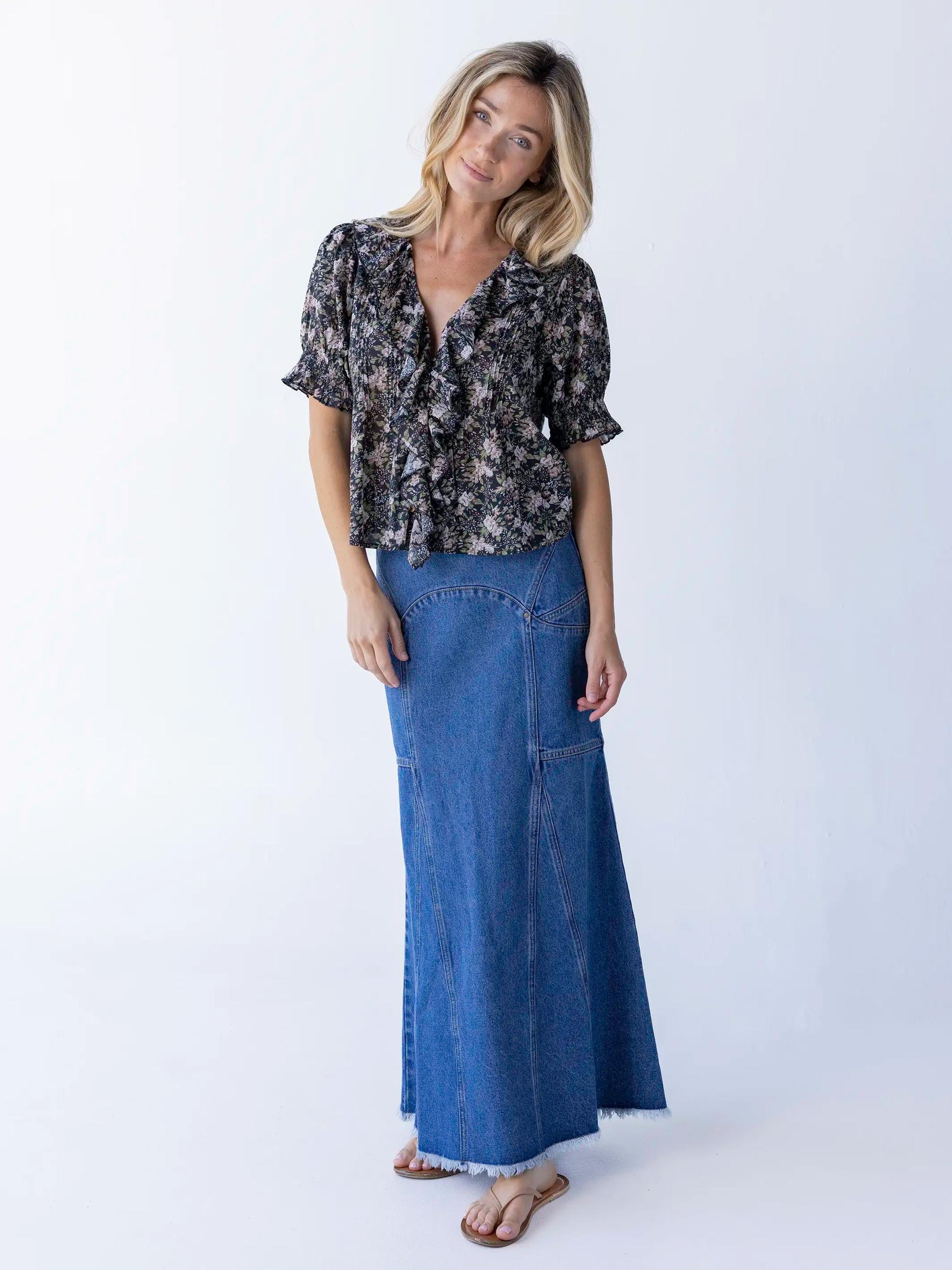 My Favorite Cotton Top - Blue Floral Product Image