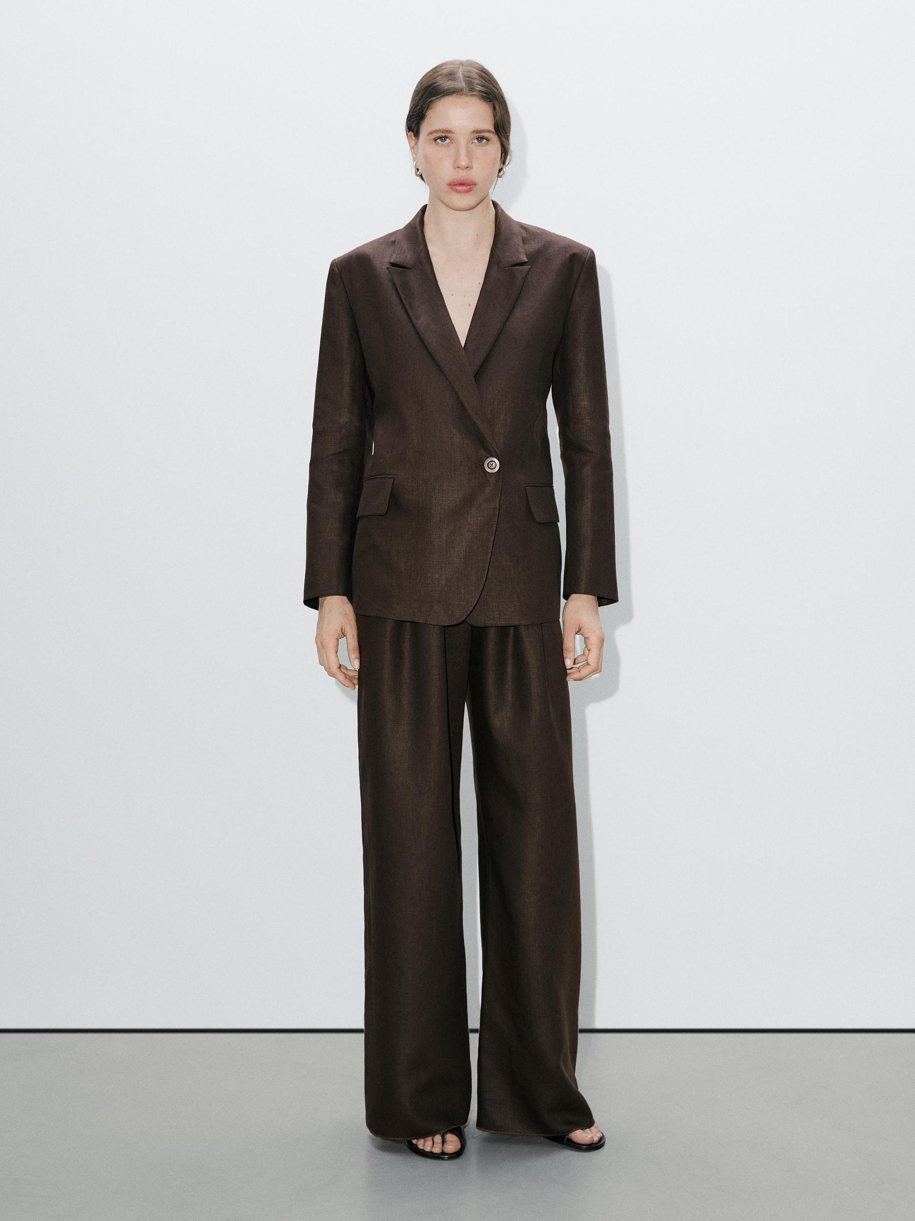 100% linen double-breasted blazer - Studio Product Image