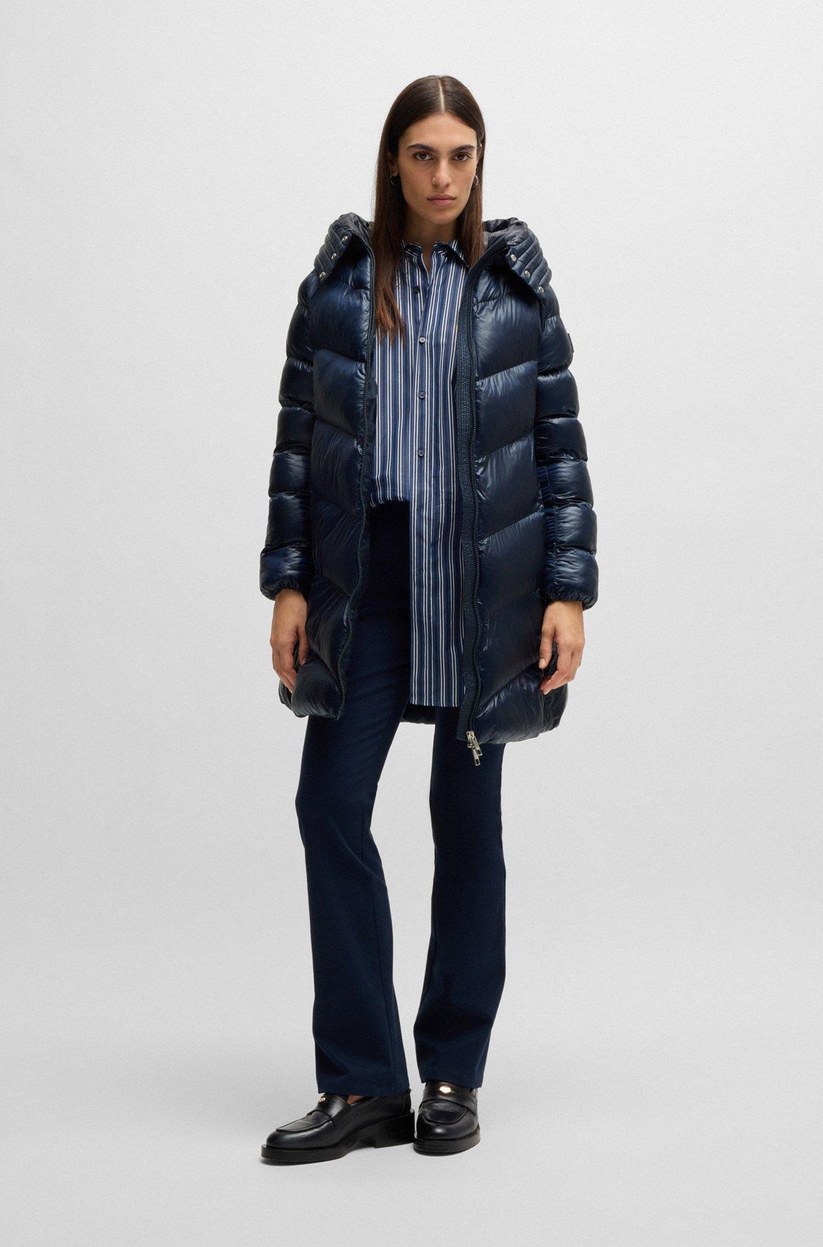 BOSS - Water-repellent padded parka jacket with polished trims - Dark Blue Product Image