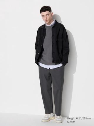 Mens Cotton Relaxed Ankle Pants Dark Gray Small UNIQLO US Product Image