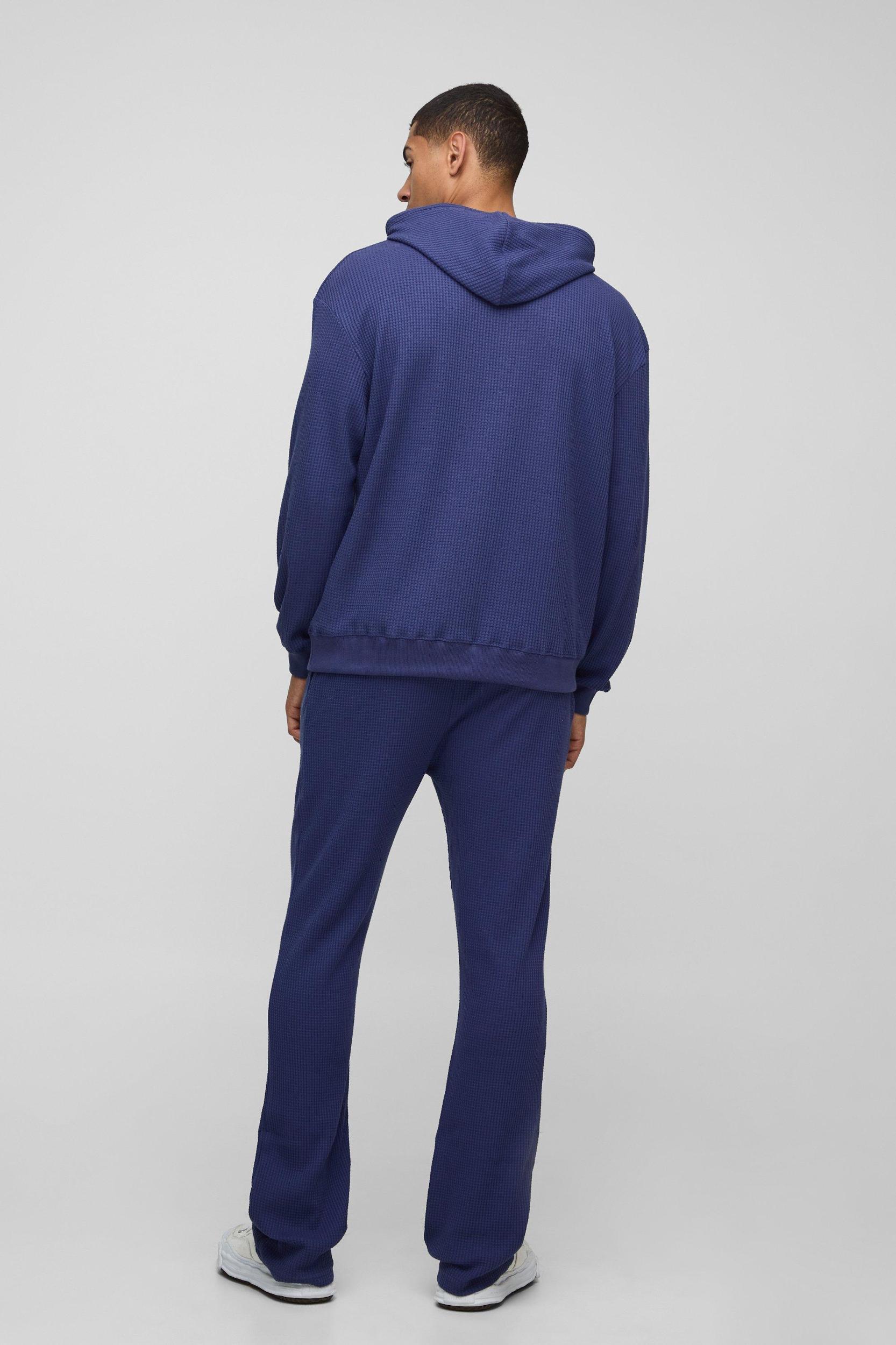 Oversized Waffle Print Hoodie | boohooMAN USA Product Image