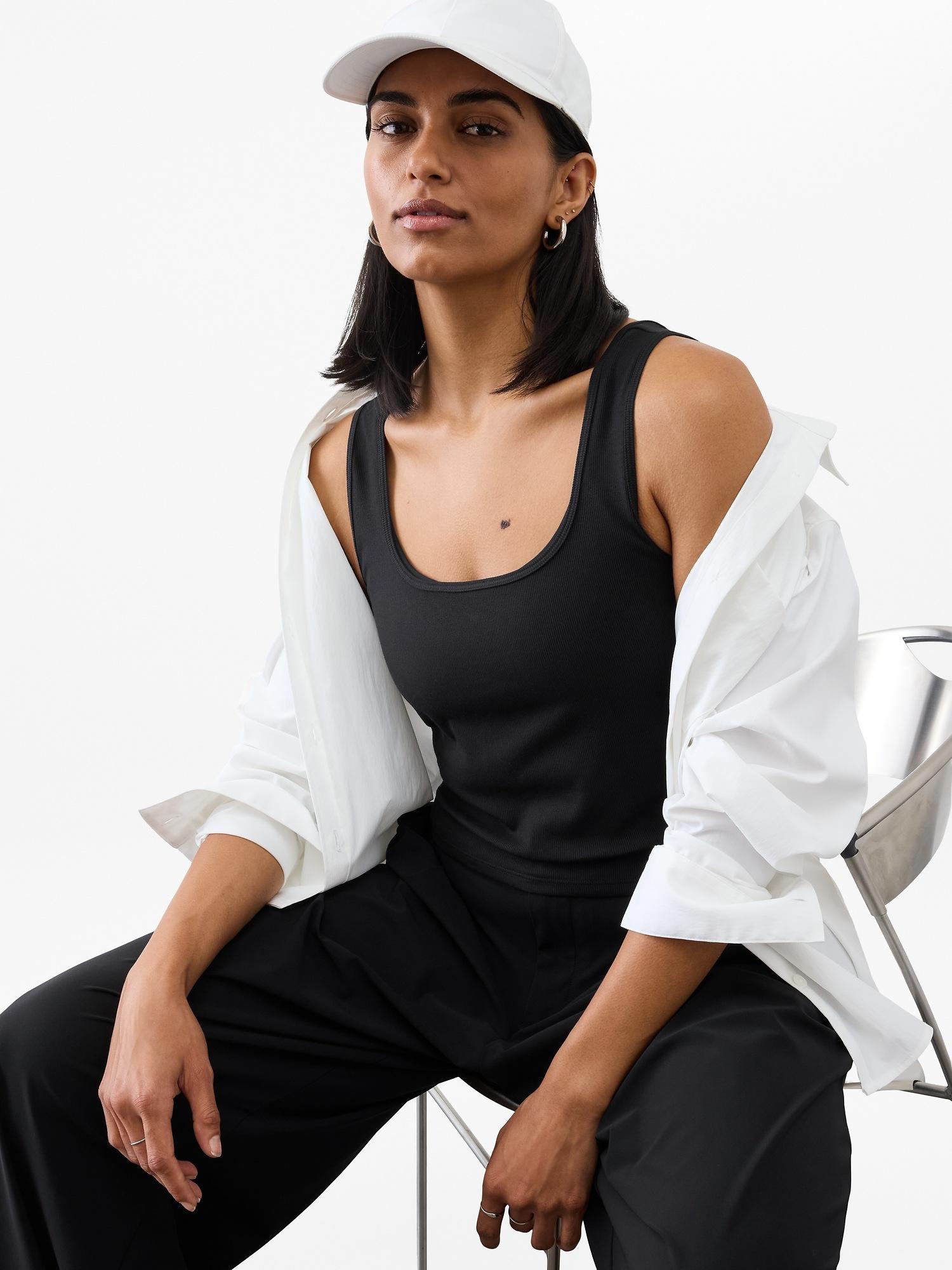 Signature Rib Square Neck Crop Tank Product Image