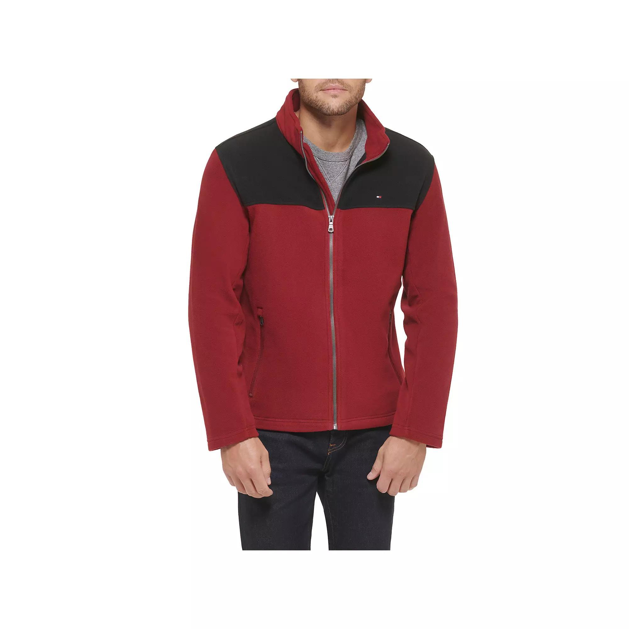 Men's Tommy Hilfiger Fleece Jacket, Size: Small, Black Red Product Image