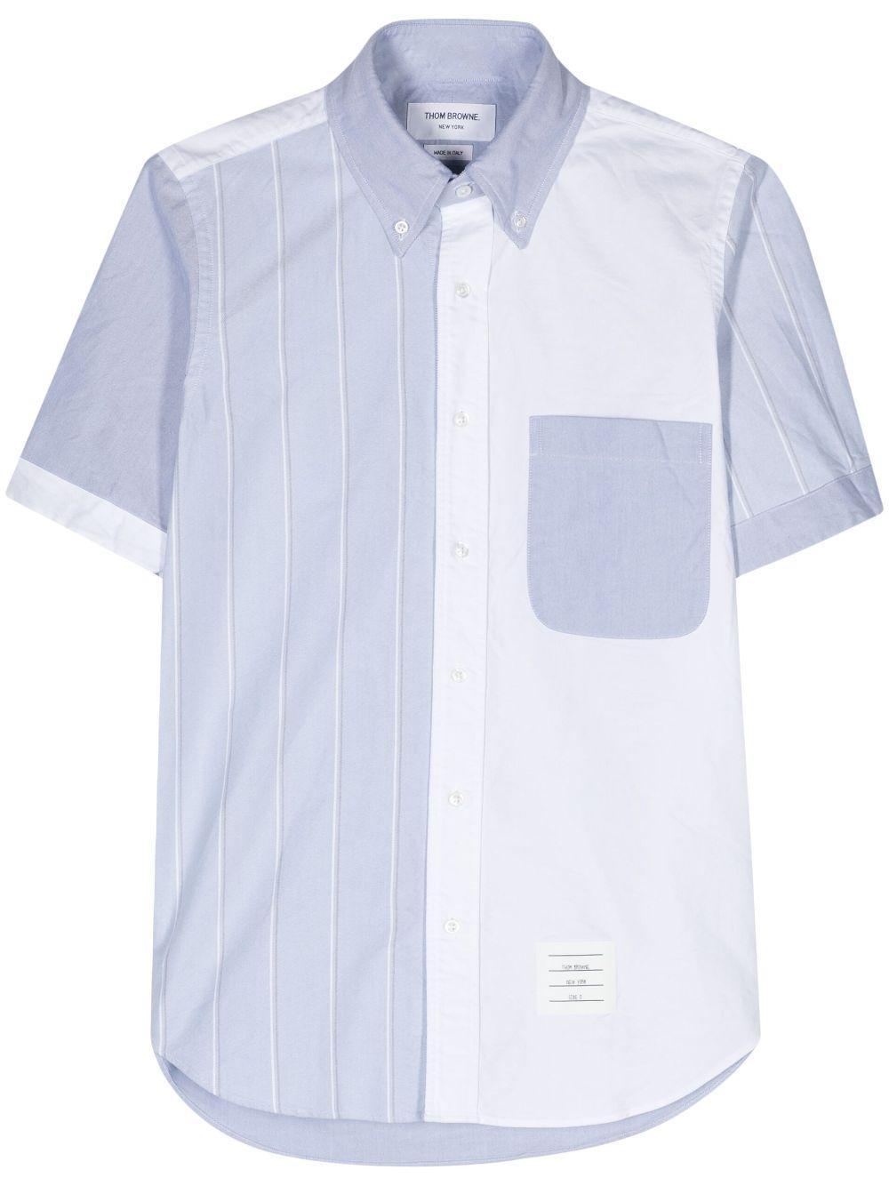 THOM BROWNE Colour-block Cotton Shirt In White Product Image