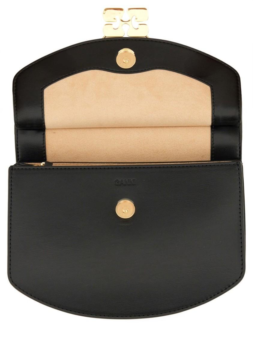 GANNI Small Shoulder Bag With Adjustable Strap And Gold-tone Hardware In Black Product Image