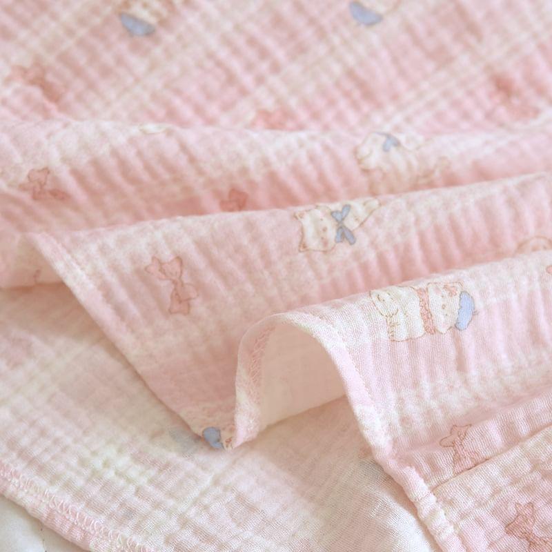 Pajama Set: Short-Sleeve Half Buttoned Print Top + Shorts Product Image