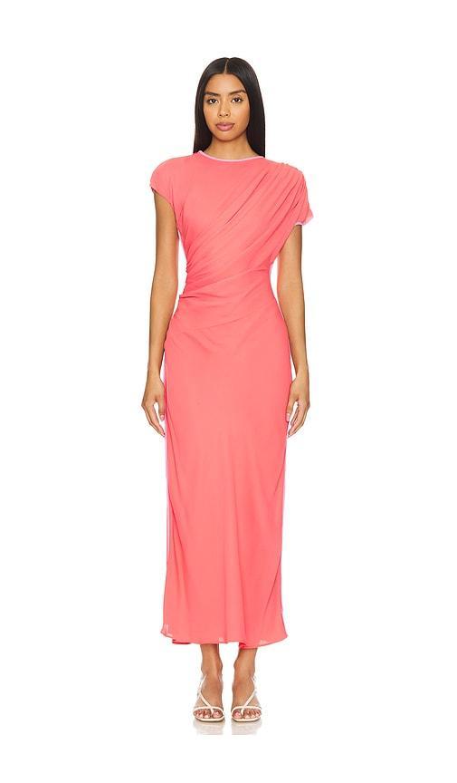 L'ACADEMIE By Marianna Bardot Midi Dress In Coral & Purple Product Image